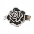 USB 2.0 8GB Роза со стразами чёрная (подвеска)